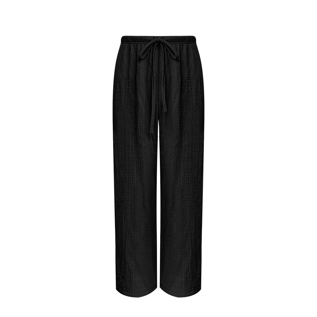 Pantalon palazzo en coton gaze fluide pour femmes avec taille élastique et cordon de serrage Echoarchiv