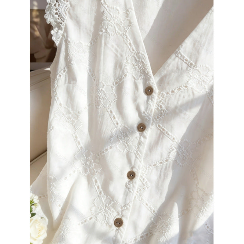 Blouse femme avec manches en dentelle et détails en boutons Heidi-Mode