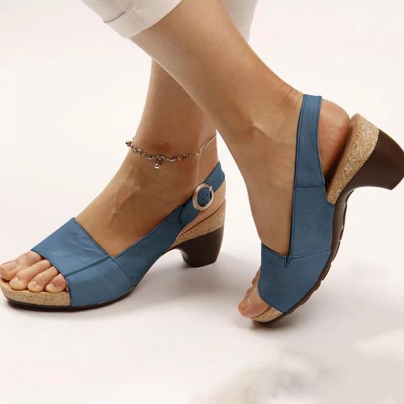 Sandales compensées confortables pour femmes avec sangle réglable et semelle anatomique R&B