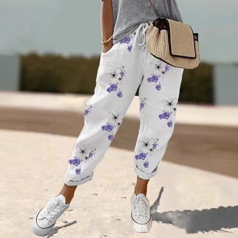 Pantalons Harem en Damenschalotte avec broderie florale Echoarchiv
