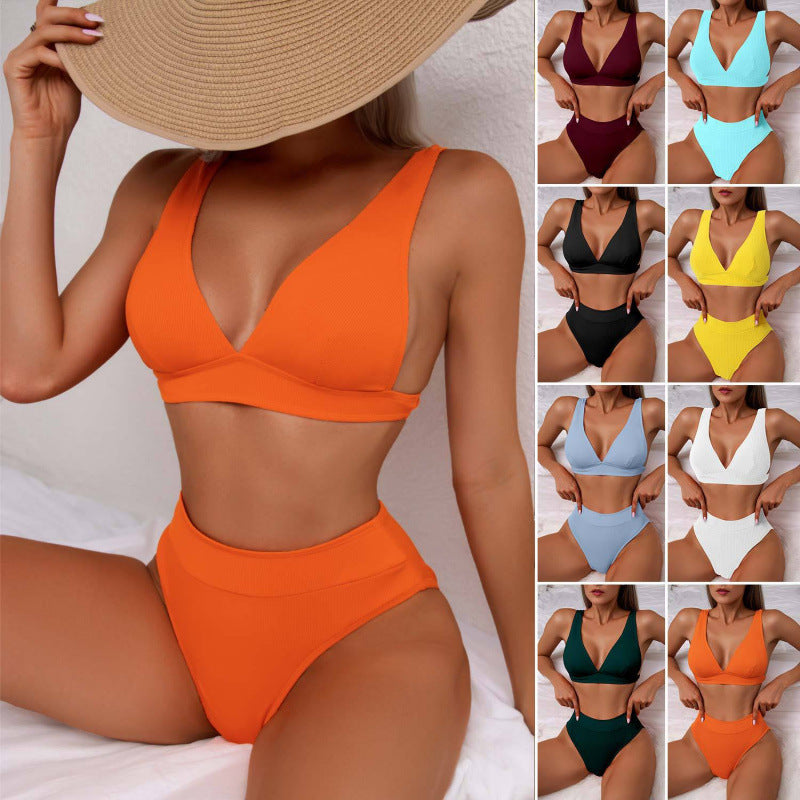 Bikini Femme taille haute avec haut respirant et ceinture élastique R&B