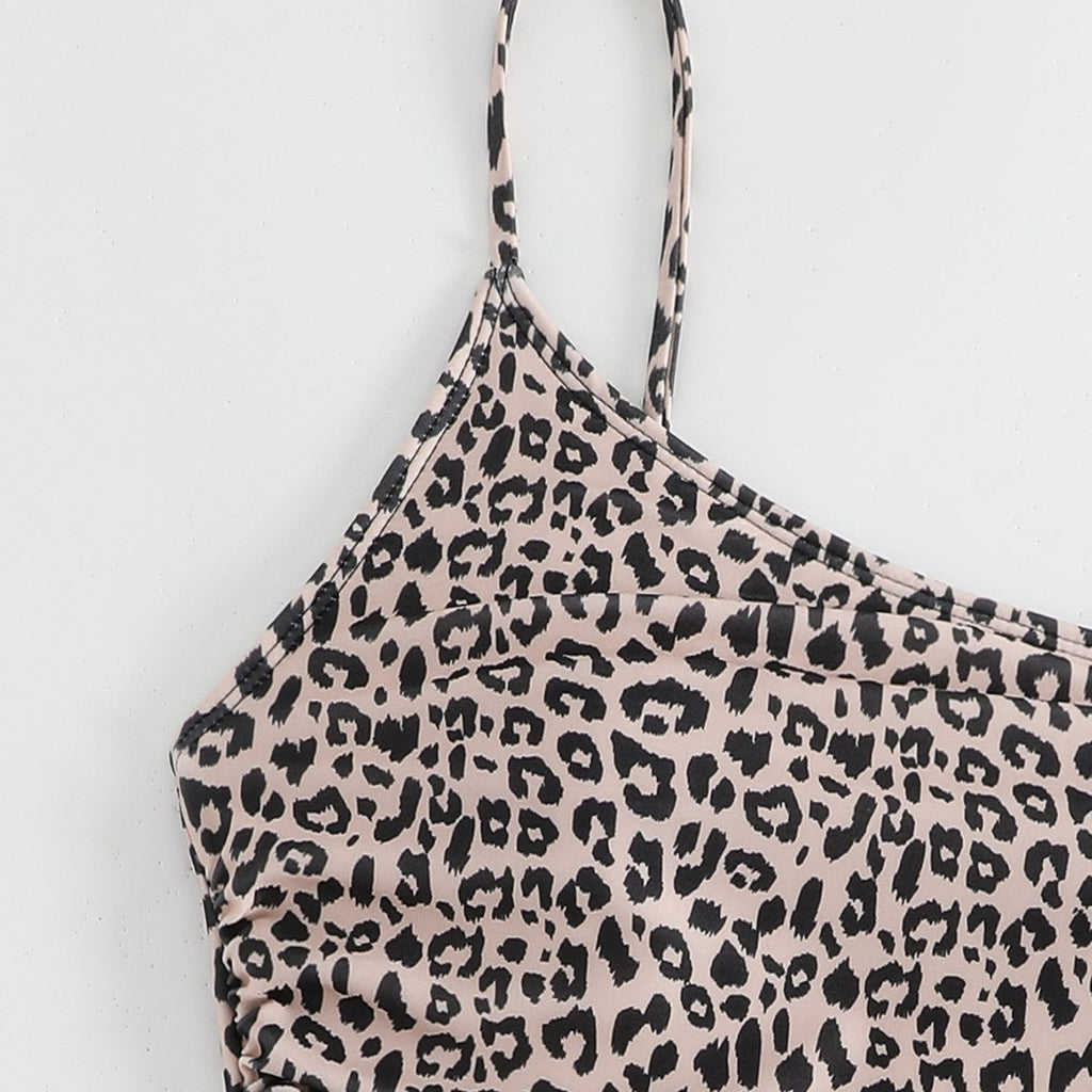 Maillot de bain femme à une épaule avec un imprimé animal stylé et des fronces féminines R&B