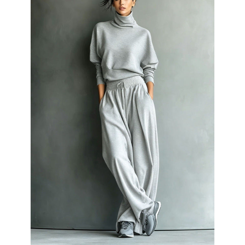 Ensemble de Loungewear à col roulé pour femmes avec haut oversize et pantalon à taille élastique Echoarchiv