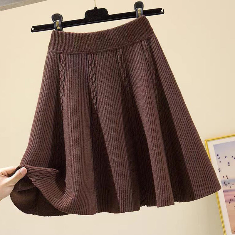 Jupe en tricot longueur mollet pour femme avec motif en torsade