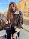 Veste en cuir tendance et élégante pour femmes avec doublure en teddy
