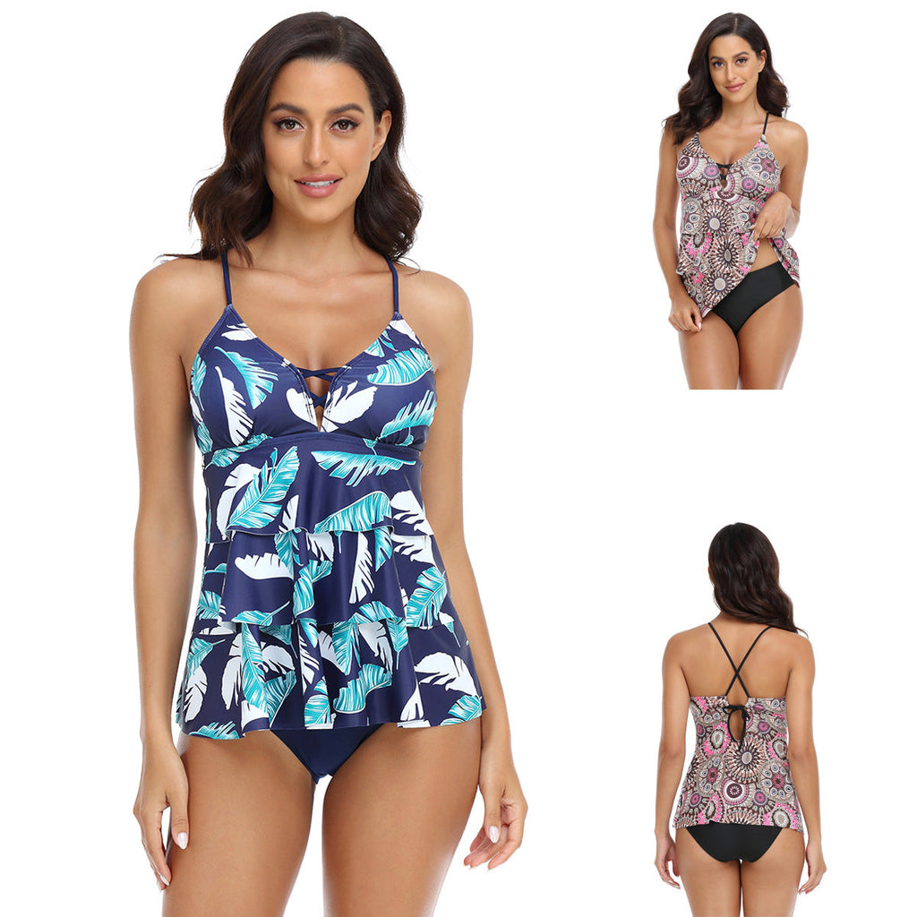 Ensemble Tankini Femme avec Haut Élastique et Jupe Flottante R&B
