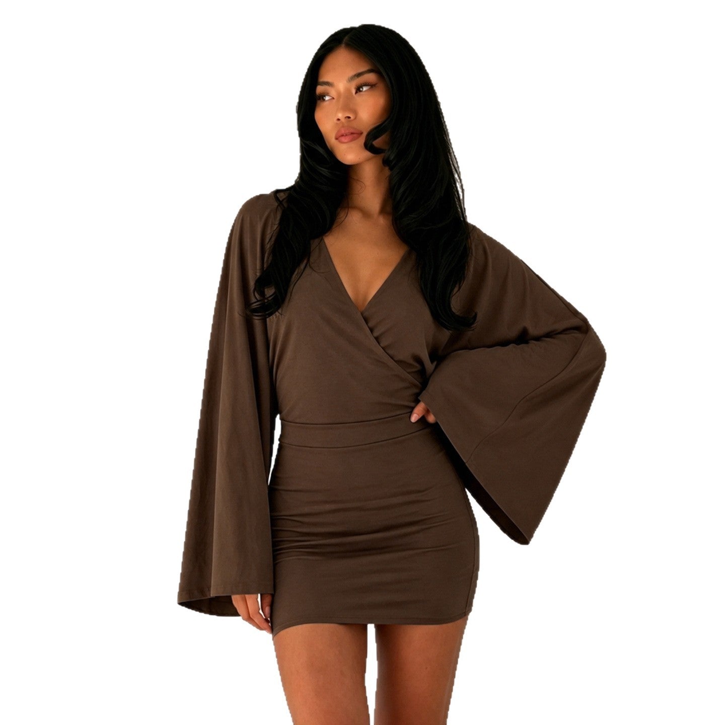 Robe mini portefeuille pour femmes avec manches kimono, taille cintrée et jersey extensible Echo Archiv