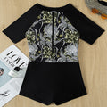 Maillot de bain à manches courtes pour femmes avec accents floraux R&B