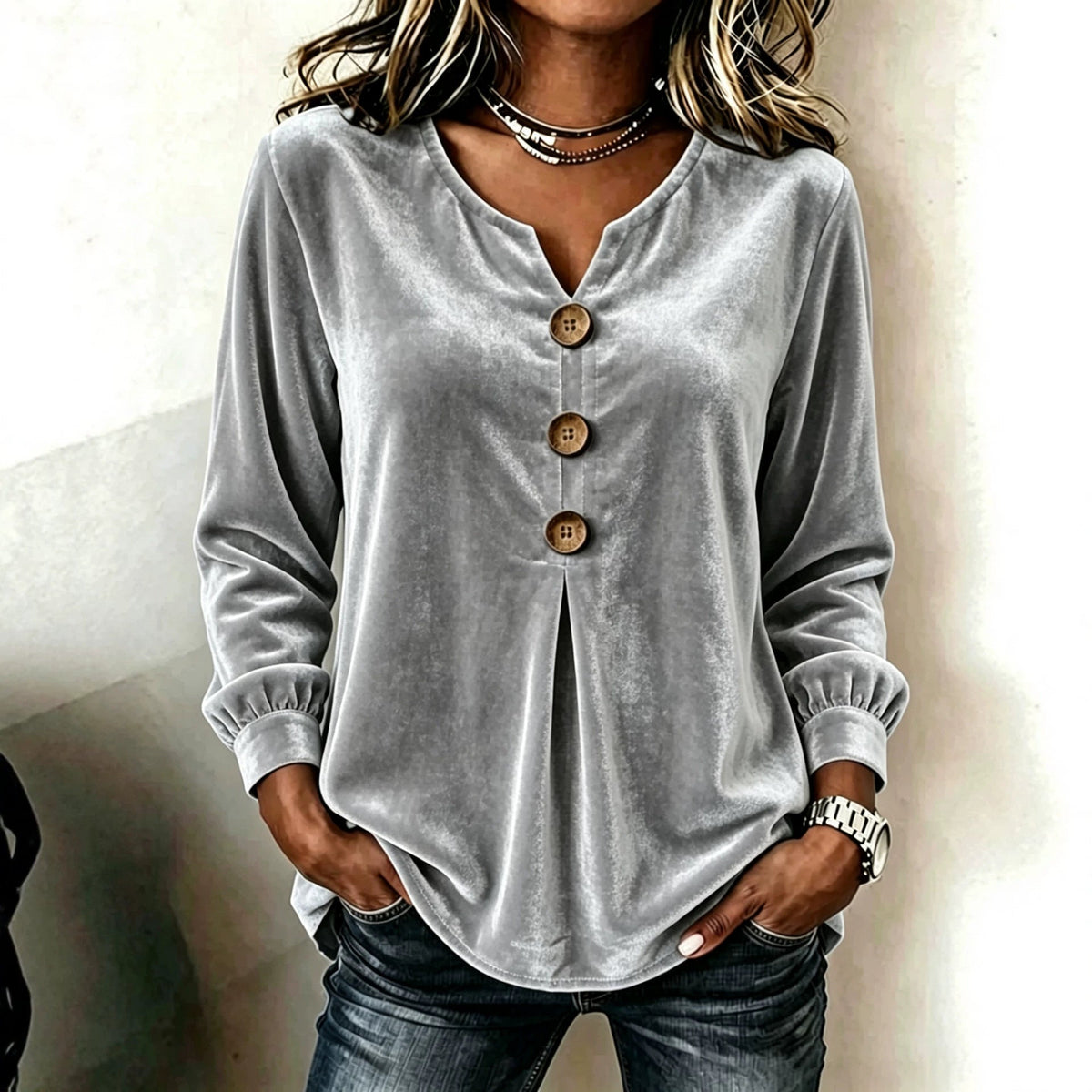 Blouse en velours élégante et confortable pour femmes