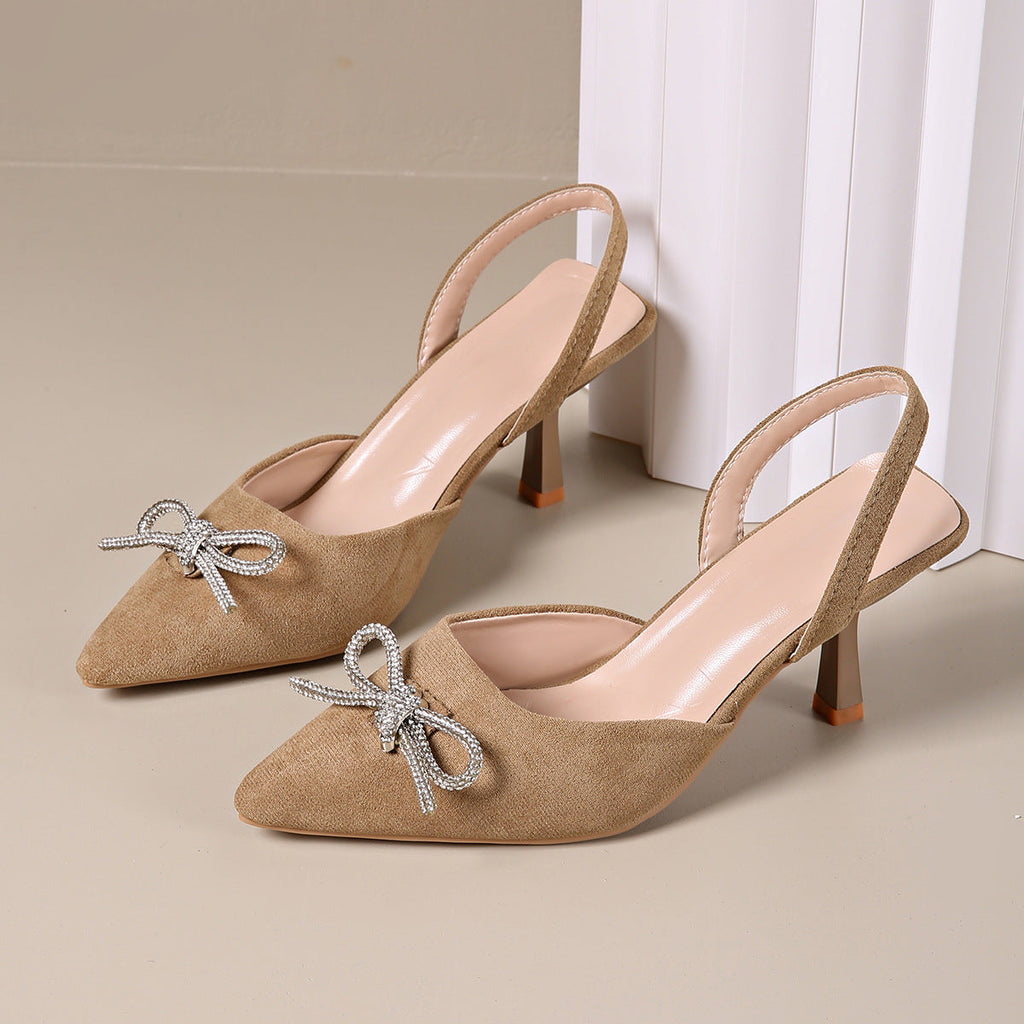 Pompes Slingback pour femmes avec un élégant ornement en nœud R&B
