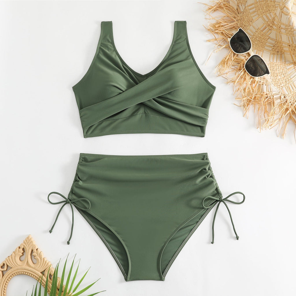 Ensemble de bikini taille haute pour femmes avec bretelles réglables R&B