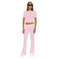 Ensemble femme crop en jersey stretch avec pantalon taille haute évasé Echoarchiv