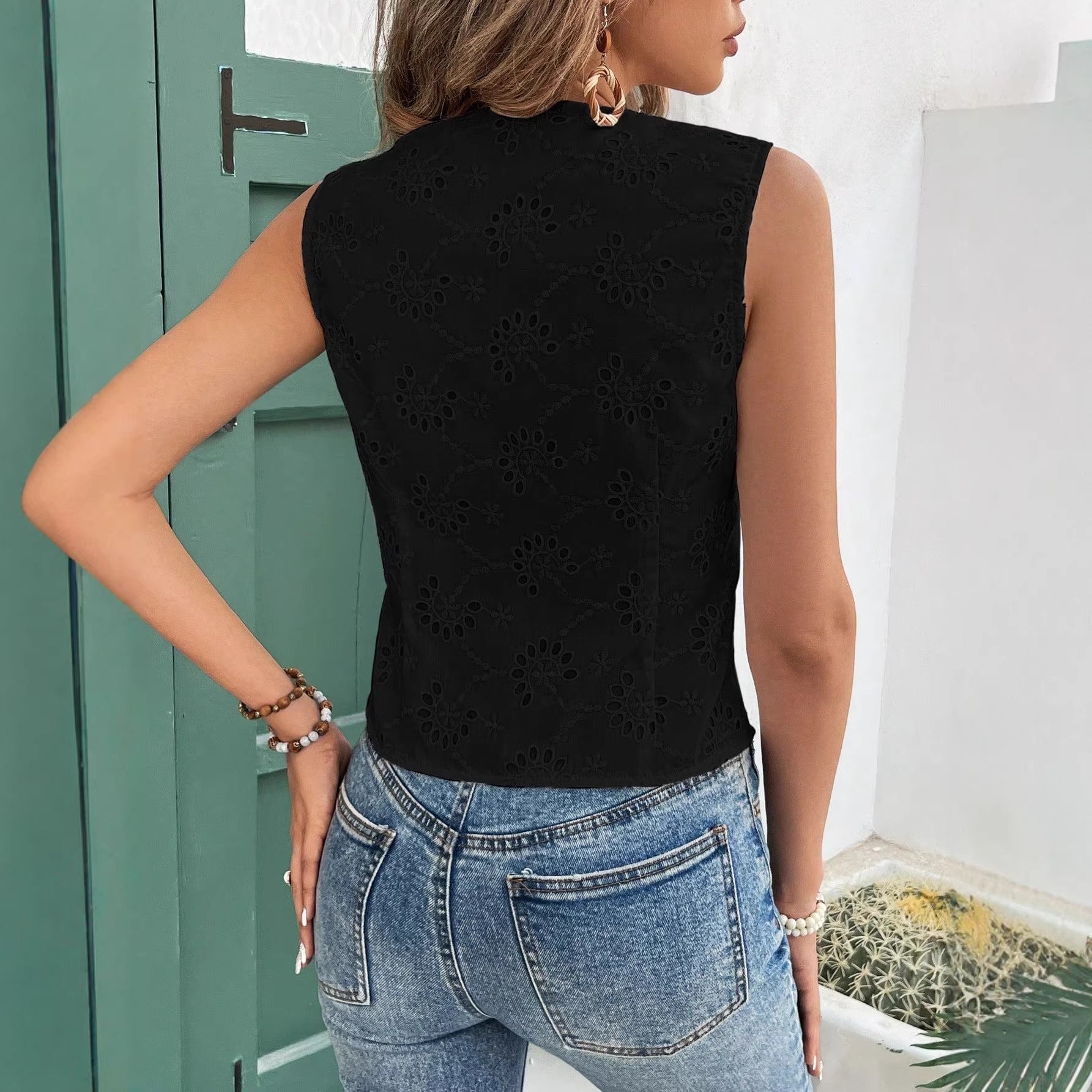 Chemisier sans manches pour femmes avec motif floral Heidi-Mode