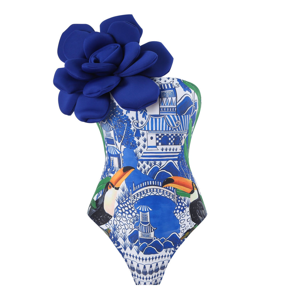 Maillot de bain élégant pour femmes avec détail floral et tunique de plage transparente Echo Archiv