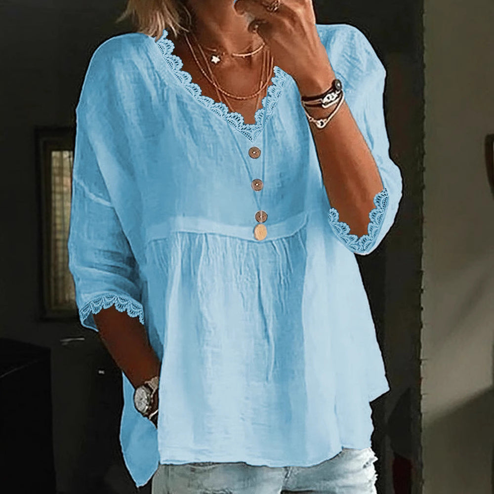 Blouse légère pour femmes avec accents en dentelle R&B