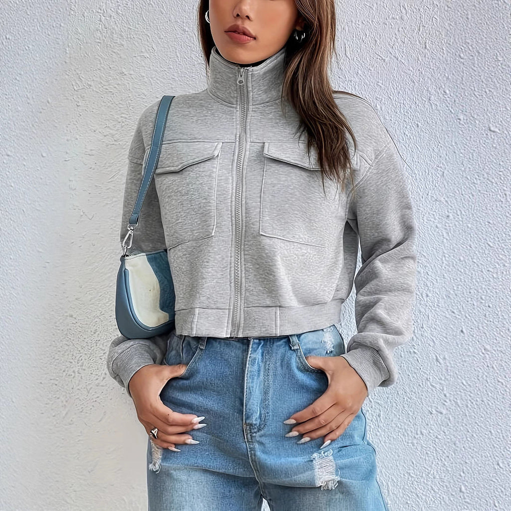 Veste de loisirs cropped pour femmes, à la mode et confortable