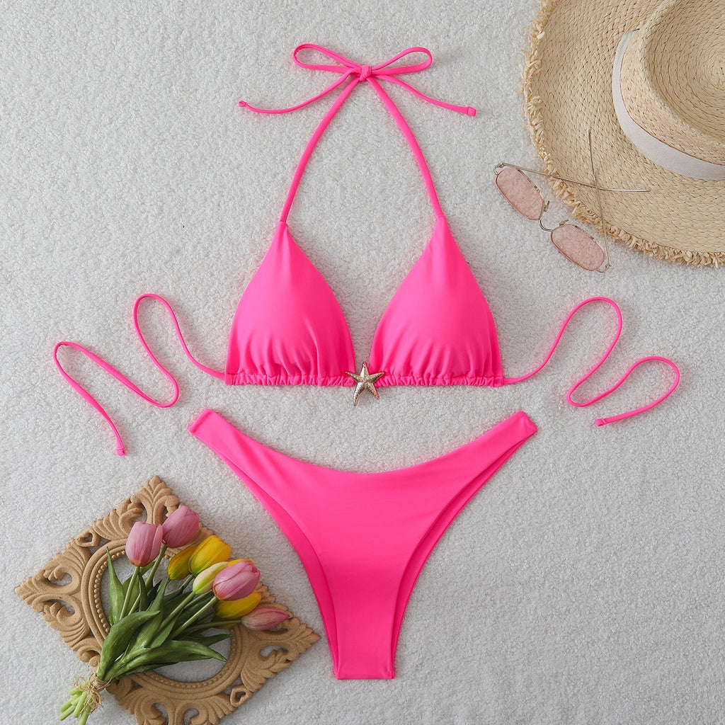 Bikini Triangle Femme avec Détail Étoile à la Mode R&B