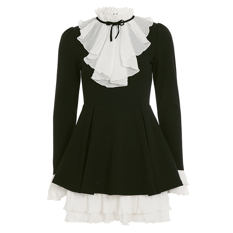 Robe à volants victorienne pour femme avec col montant, volant froncé et jupon plissé à plusieurs couches Echo Archiv