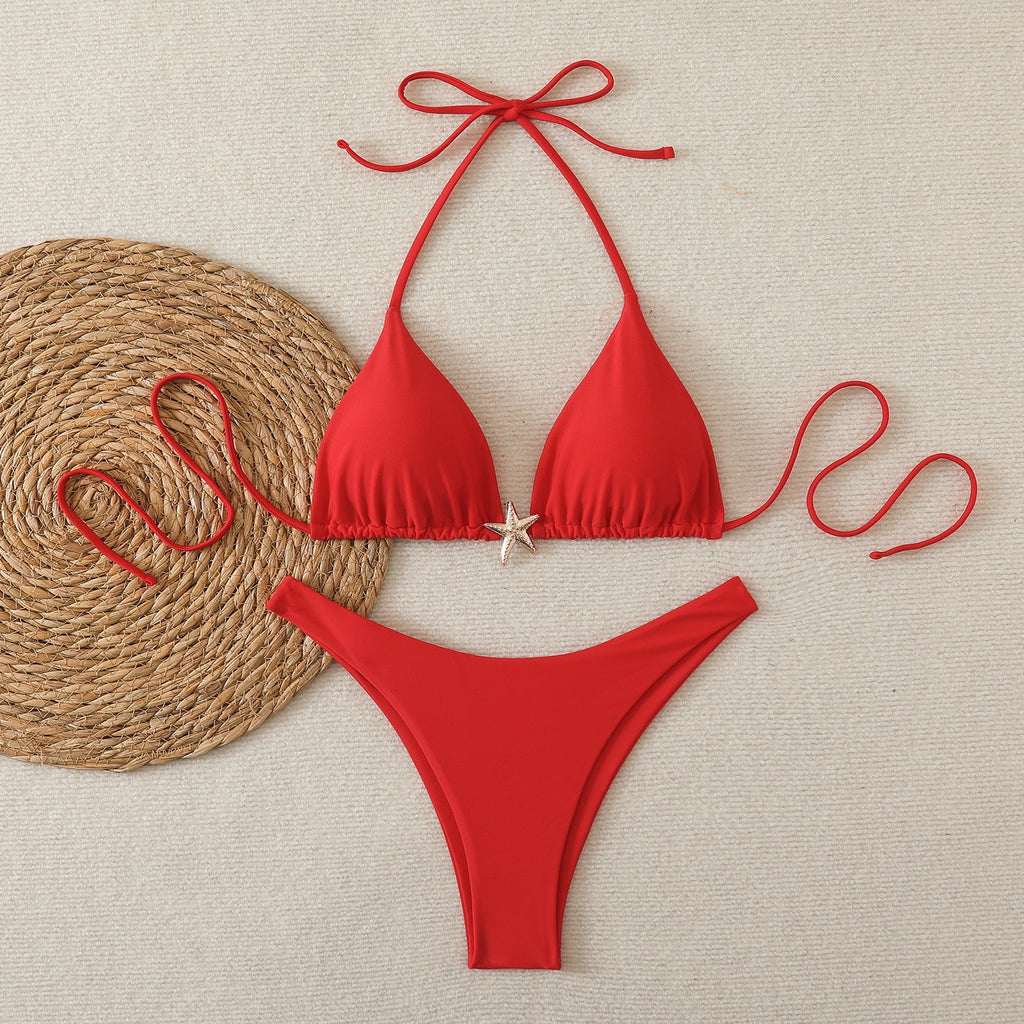 Bikini Triangle Femme avec Détail Étoile à la Mode R&B
