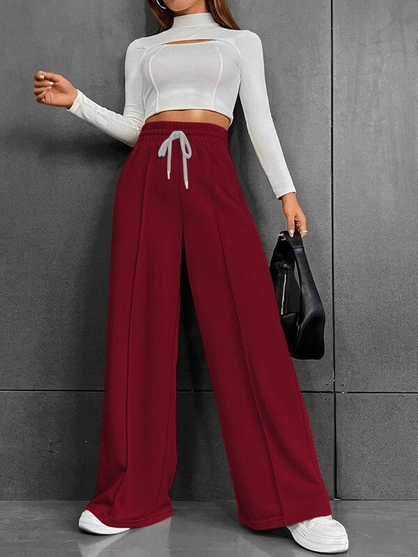 Pantalon jogging palazzo taille haute large pour femmes avec cordon de serrage et plis Echo Archiv