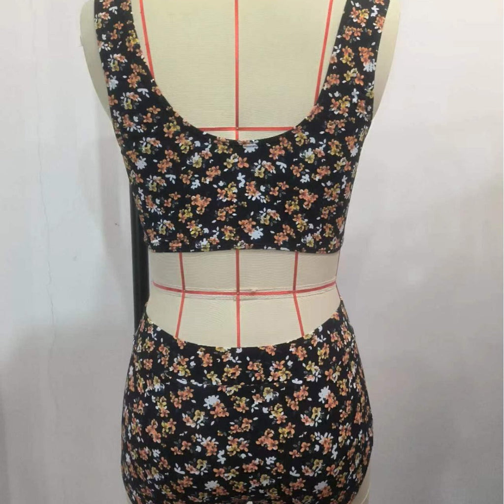 Ensemble de bikini taille haute pour femmes avec motif floral R&B
