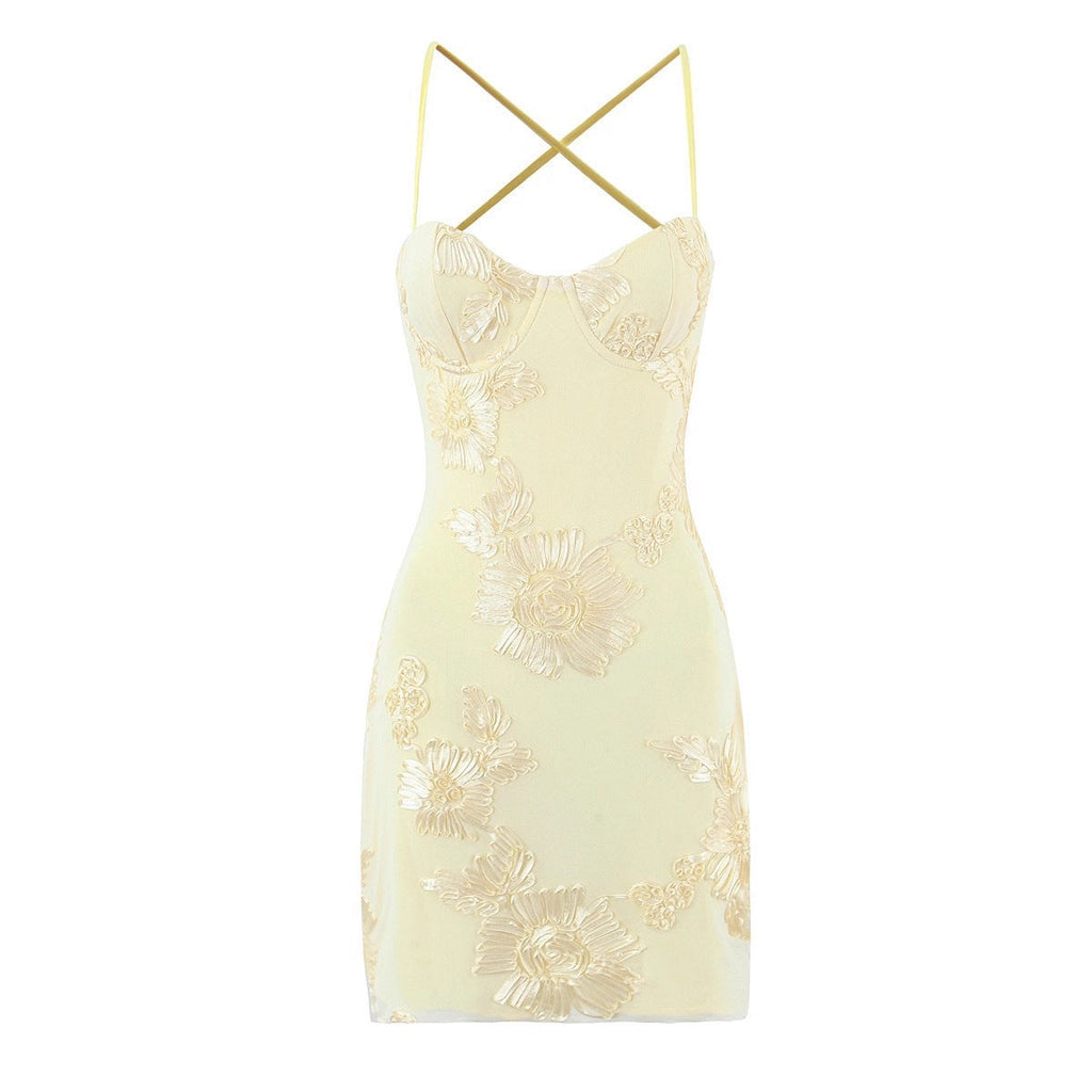 Robe Sexy Femme avec Motif Floral en Dentelle R&B