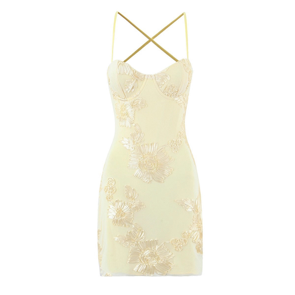 Robe Sexy Femme avec Motif Floral en Dentelle R&B