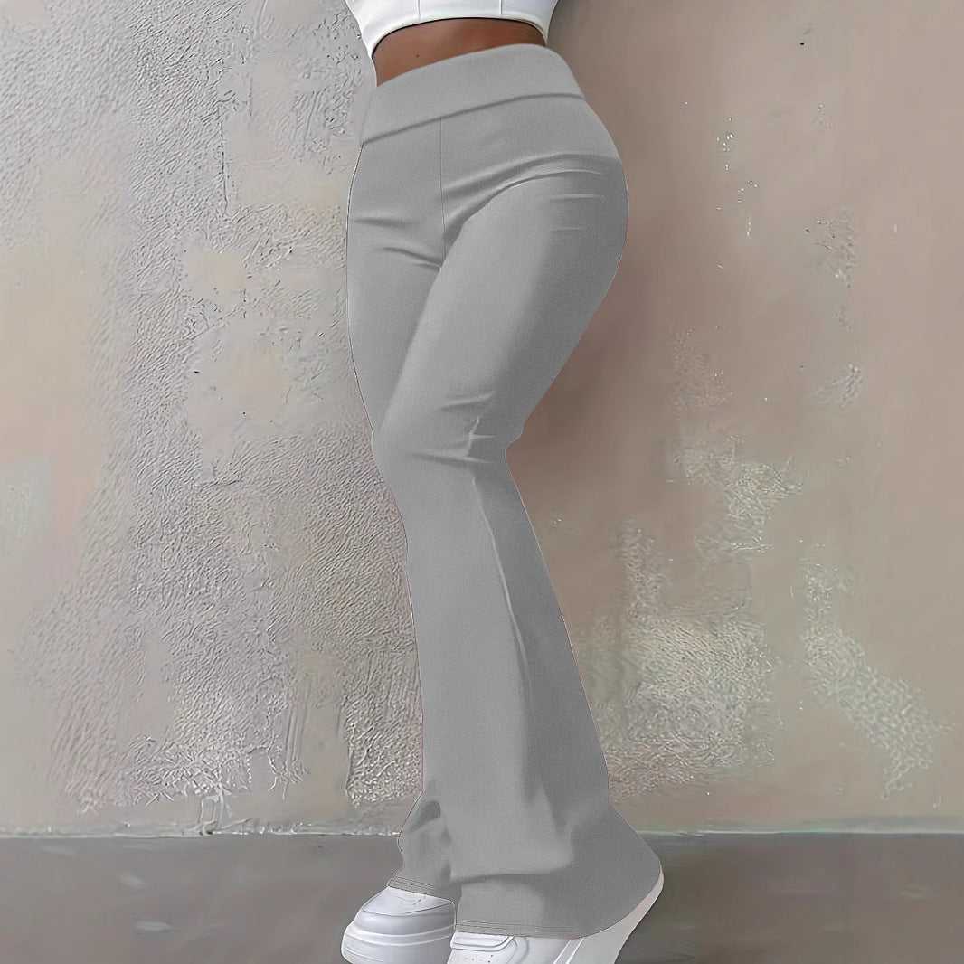 Pantalons flared taille haute pour femmes avec ceinture retournée et qualité stretch sculptante Echoarchiv