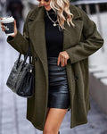 Manteau Teddy Oversize pour Femmes avec Col Revers et Coupe Croisée