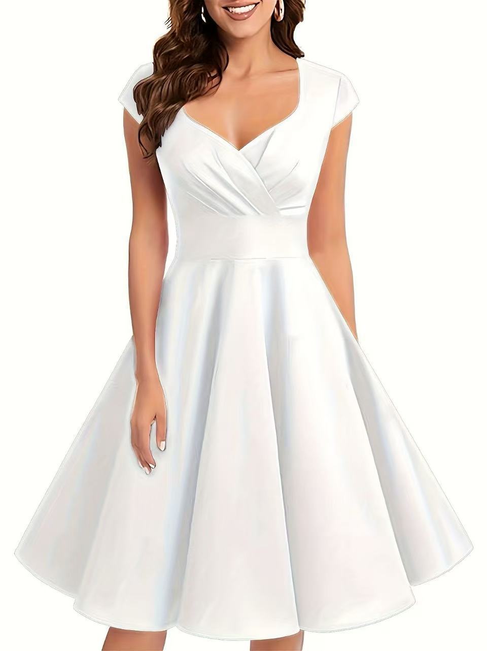 Robe midi femme avec jupe évasée et taille cintrée R&B