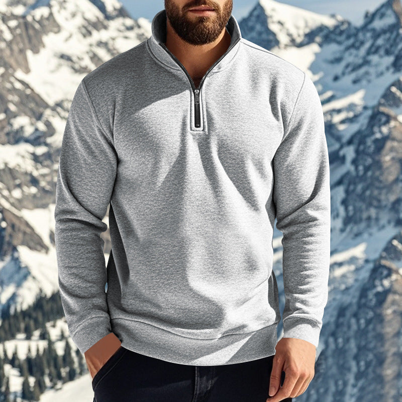 Sweat-shirt homme confortable à demi-zip avec col montant, intérieur légèrement gratté et ourlet côtelé Echo Archiv