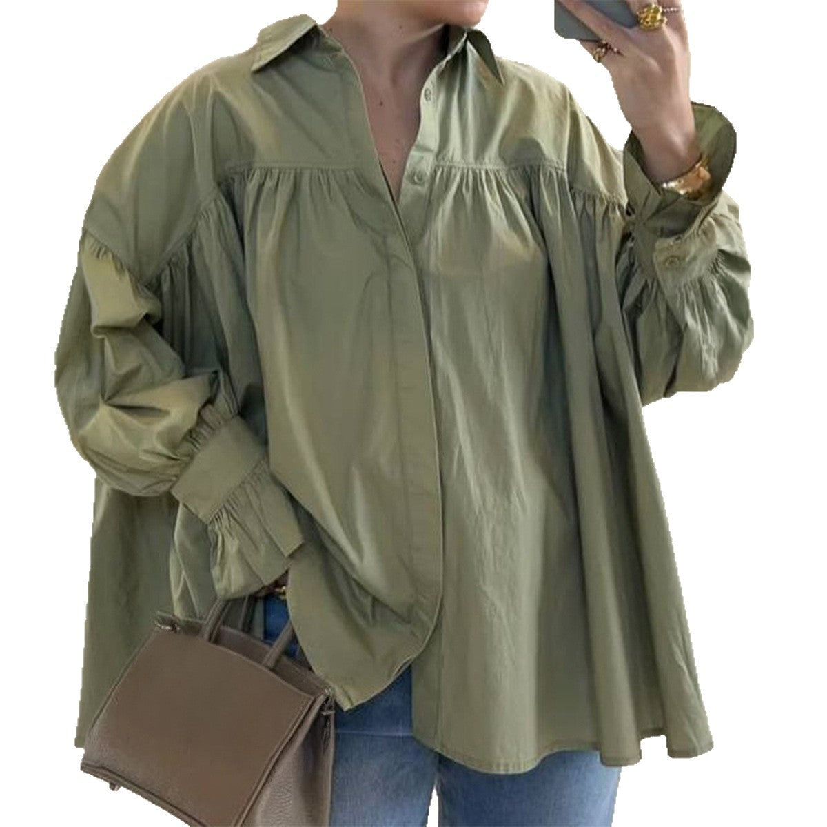 Chemise oversize pour femmes avec épaule froncée et manches ballon Echo Archiv