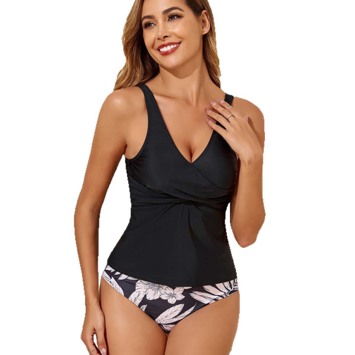 Ensemble Tankini Femme avec Détails Floraux et Design Sculptant R&B