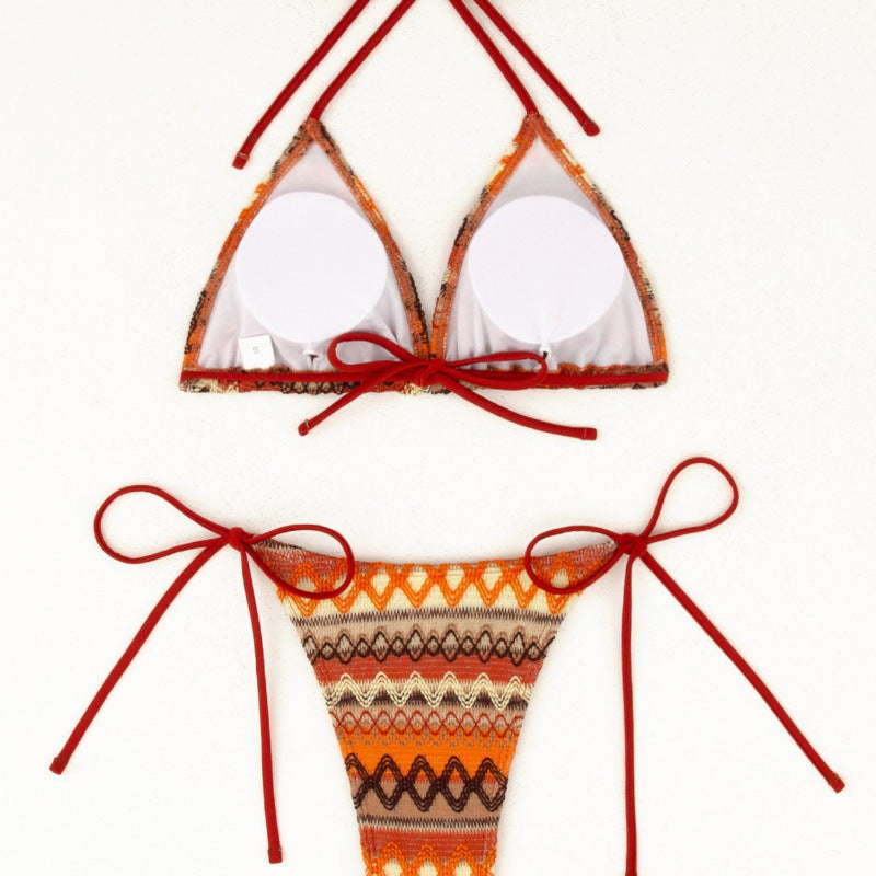Ensemble bikini triangle pour femmes avec motif ethnique coloré R&B