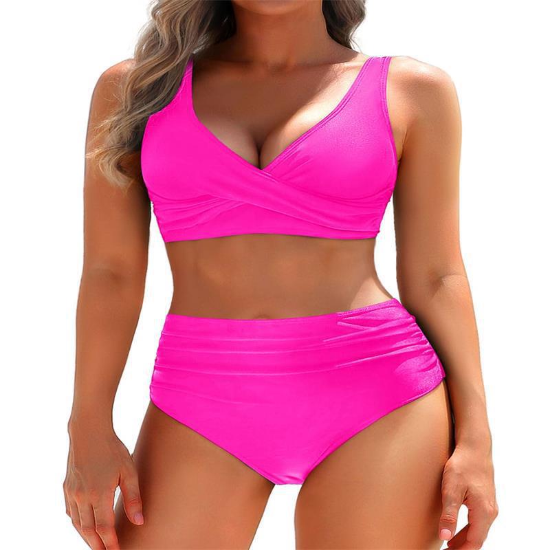 Bikini pour femmes à taille haute avec un élégant design drapé et sculptant R&B