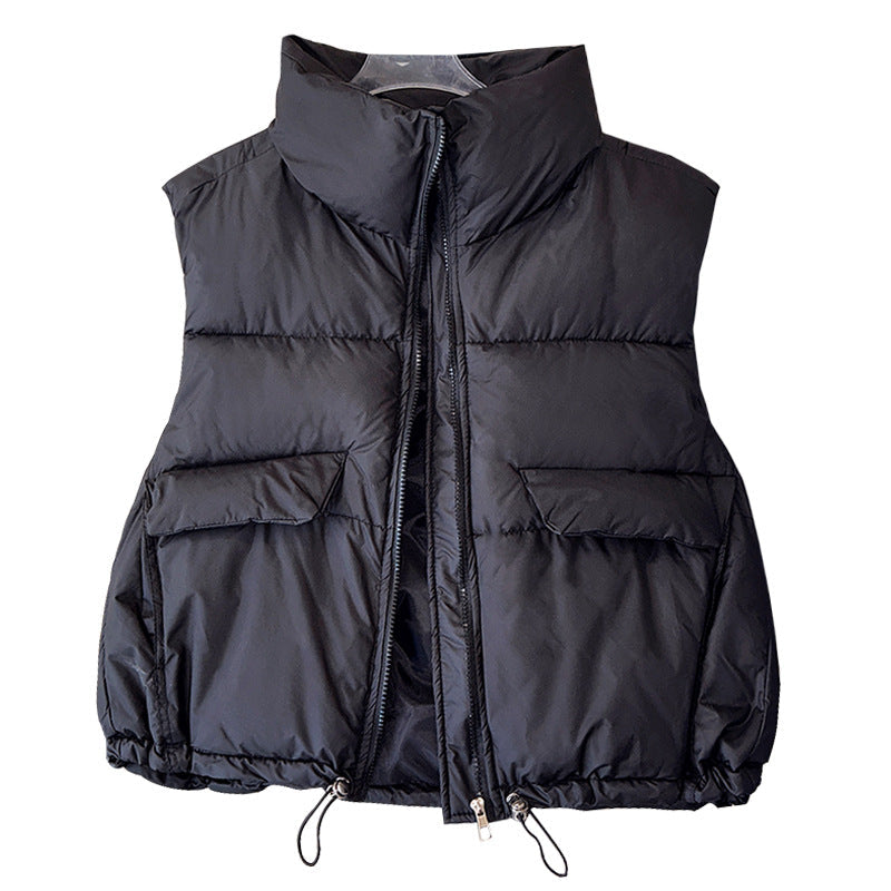 Gilet matelassé court en microfibre isolante pour femmes avec col montant, poches à rabat et cordon de serrage ajustable Echo Archiv