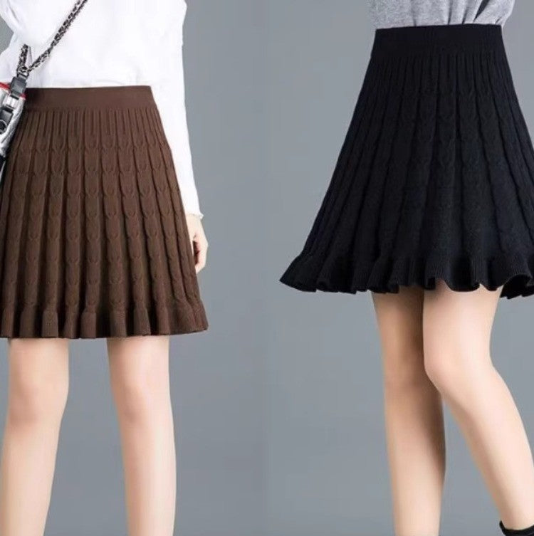 Jupe Midi à Motif Ondulé en Tricot pour