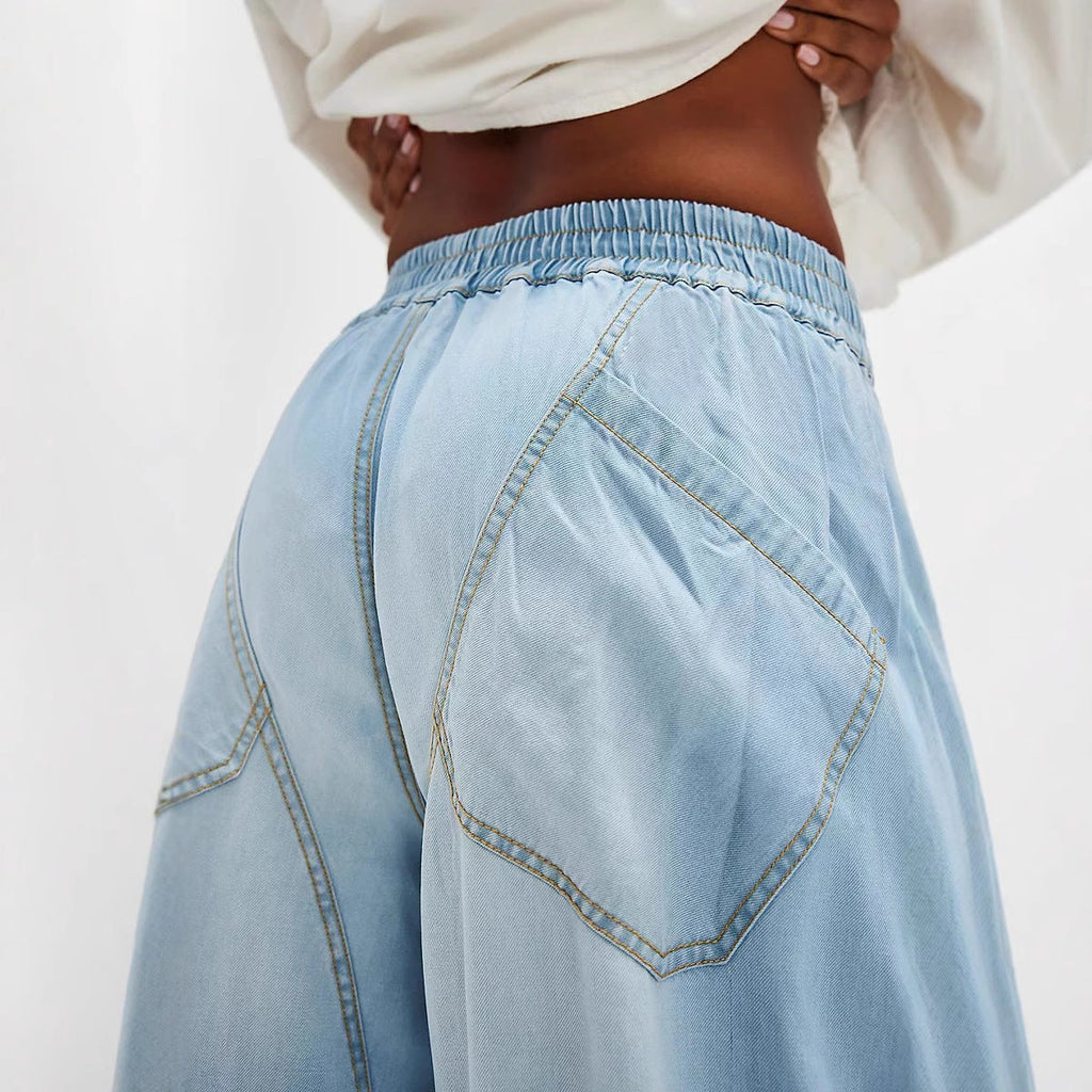 Pantalon large en Lyocell pour femmes avec ceinture élastique et grandes poches avant appliquées Echo Archiv