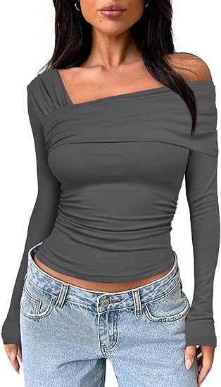 Chemisier Femme Off-Shoulder à Manches Longues