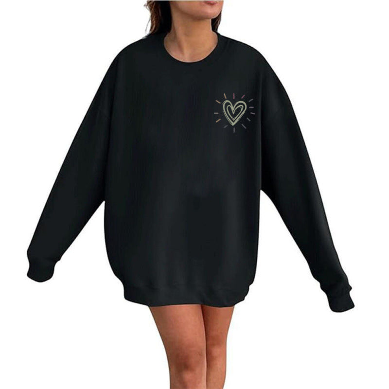 Sweat-shirt confortable pour femmes avec motif en cœur Echoarchiv