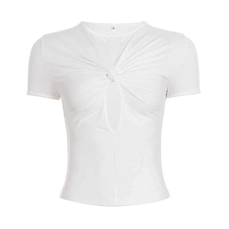 T-shirt à manches courtes pour femmes avec un design de nœud raffiné R&B