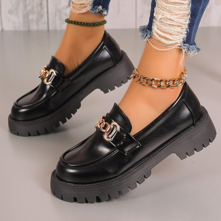 Mocassins pour femmes avec accent chaîne tendance et plateau robuste R&B