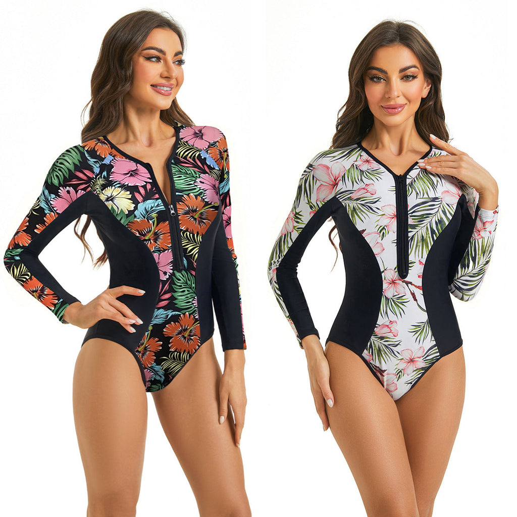 Maillot de bain une pièce sportif pour femmes avec manches longues Drune