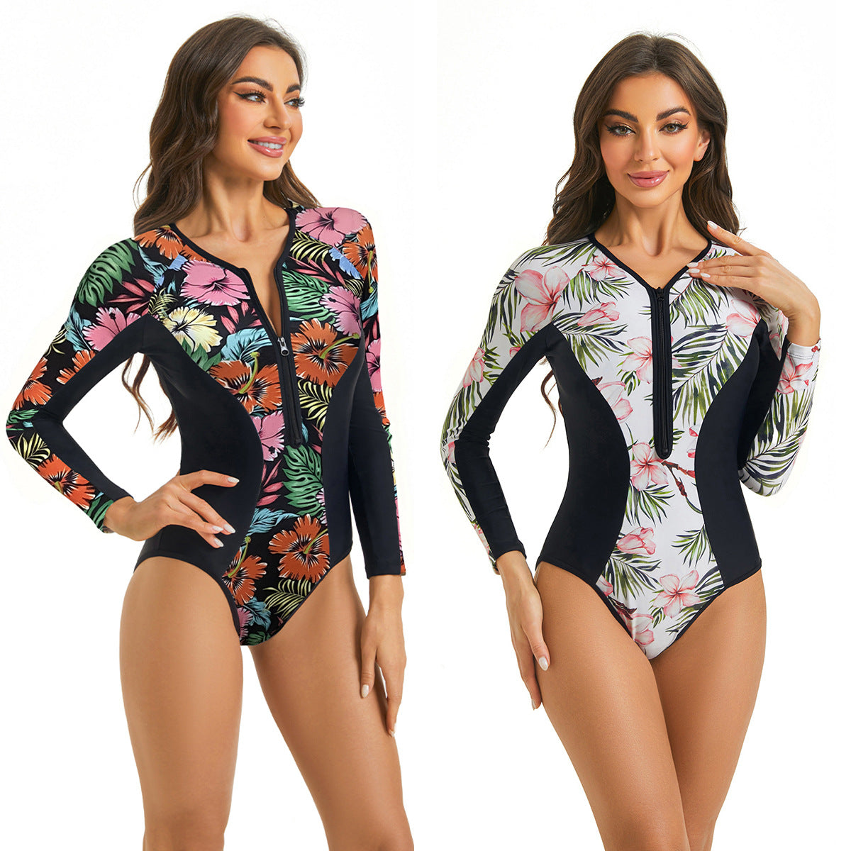 Maillot de bain une pièce sportif pour femmes avec manches longues Drune