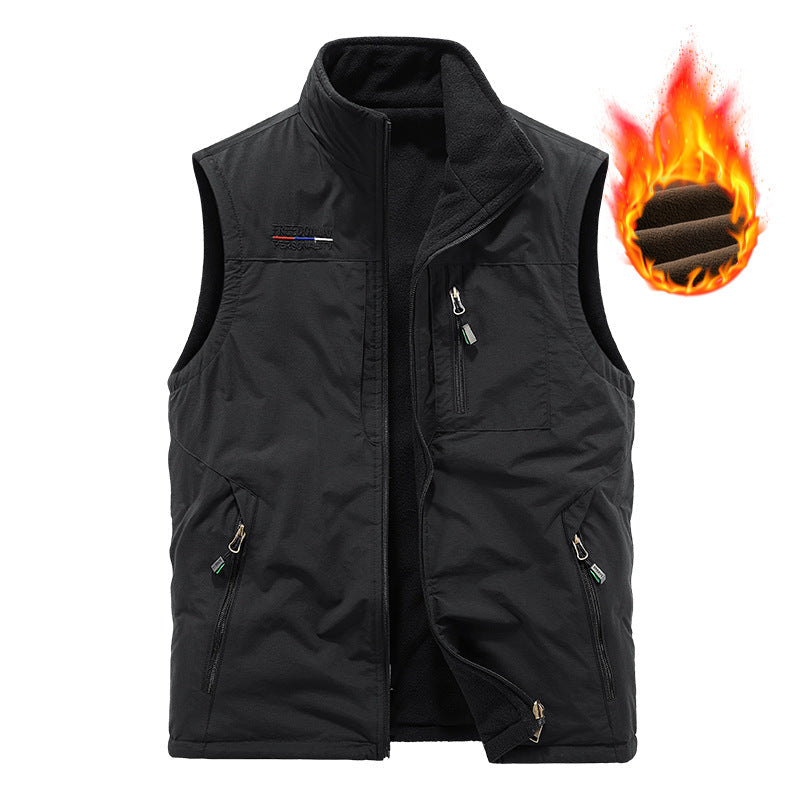 Veste thermo-extérieure matelassée pour hommes avec doublure en polaire douce, col montant et plusieurs poches zippées Echo Archiv