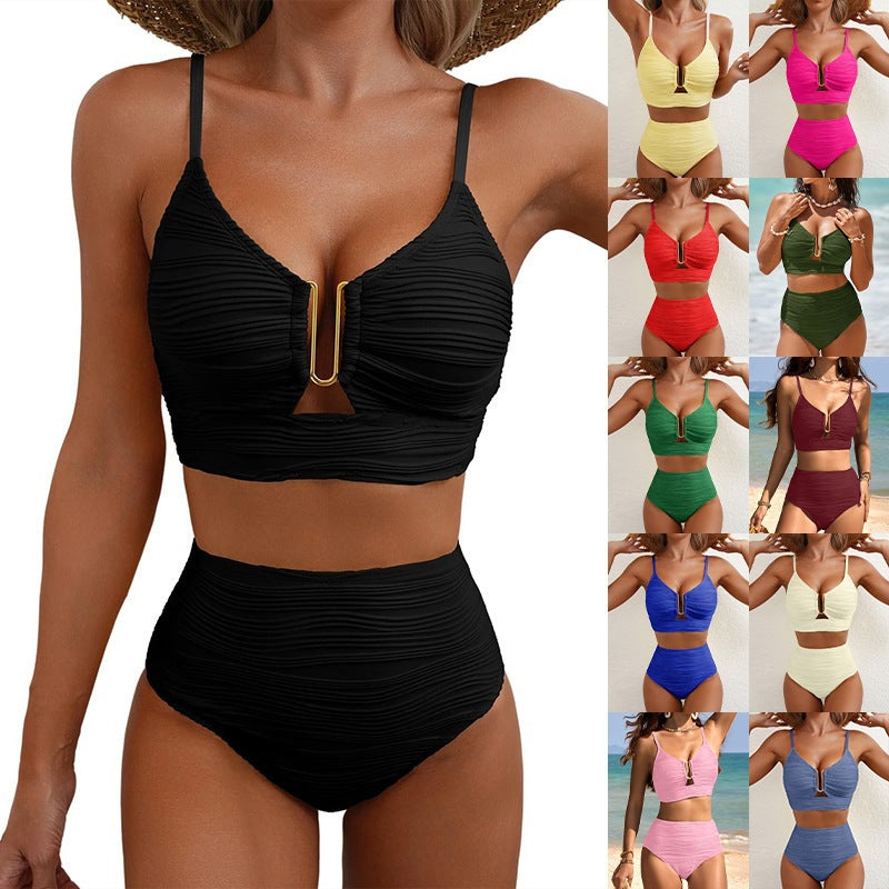 Bikini Femme Taille Haute avec Fronces R&B