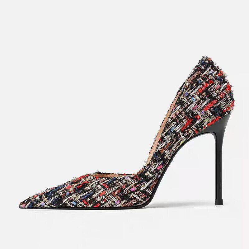 Pumps à talons hauts pointus élégants pour femmes avec design tressé R&B