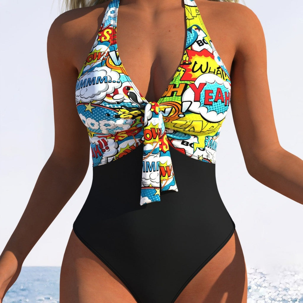 Maillot de bain une pièce pour femmes avec surface en chiffon froncé et détail élégant en nœud R&B
