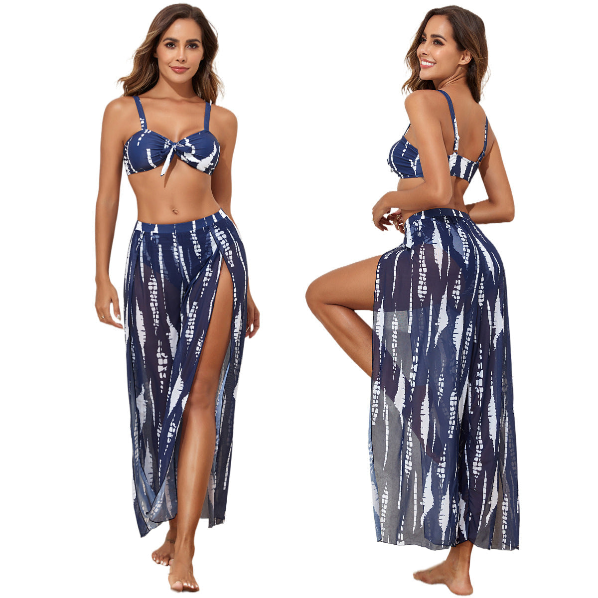 Ensemble de bikini taille haute pour femmes avec détail de nœud ludique R&B
