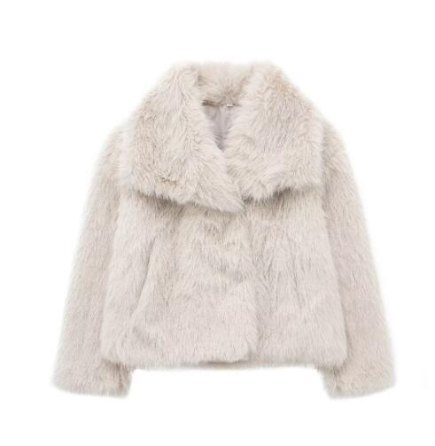 Veste en Fausse Fourrure Oversized pour Femme, Longueur Courte